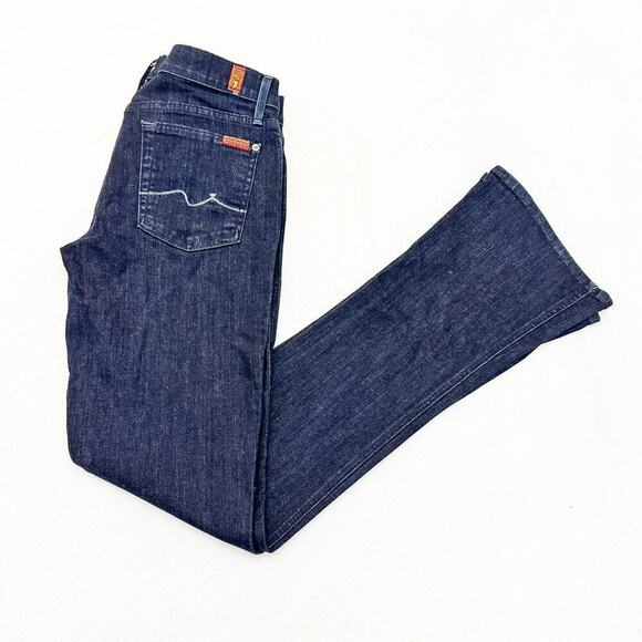 7 For All Mankind Kaylie Dark Wash Flare Leg Denim Jeans Size 29 - Picture 9 of 9